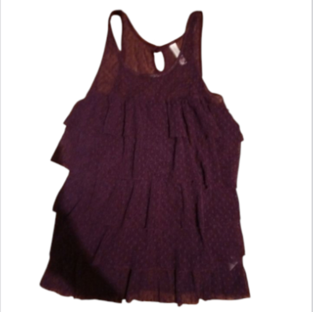 Purple Sleeveless Ruffle Tank Top